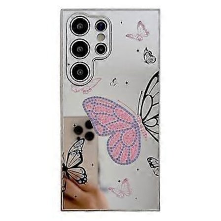 For Samsung Galaxy S24 Ultra Deksel IMD Sølvfinish TPU+PC Rhinestones Dekor Telefondeksel (Stil A)