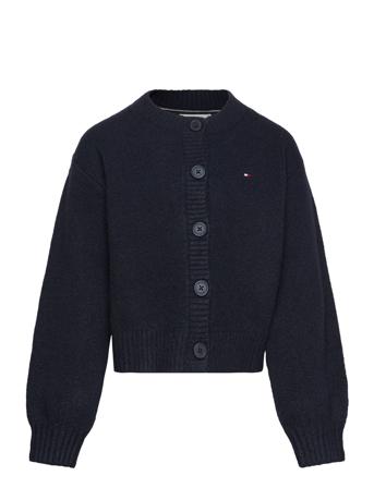 Tommy Pointelle Cardigan Strikkegenser Cardigan Marineblå Tommy Hilfiger*Betinget Tilbud