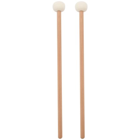 313641 2 stk. trommestikker, trommestikker dobbelt hoved tromme bækken gong kølle blød hammer stikker køller stænger filt hammer 39cm/15.1inch, hvid