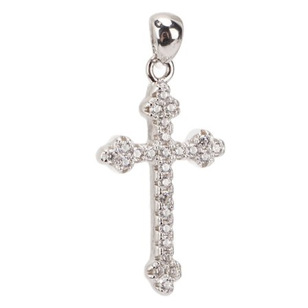 S925 Silver Glitter Cubic Zirconia Jesus Kors Krucifix Hänge Gåva