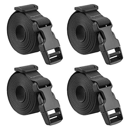 Spænde Rem 25mm Spændebånd 4 Stykker Plast Cinch Rem Surringsrem til Pakning Kuffer Flytning Bagage (Sort )