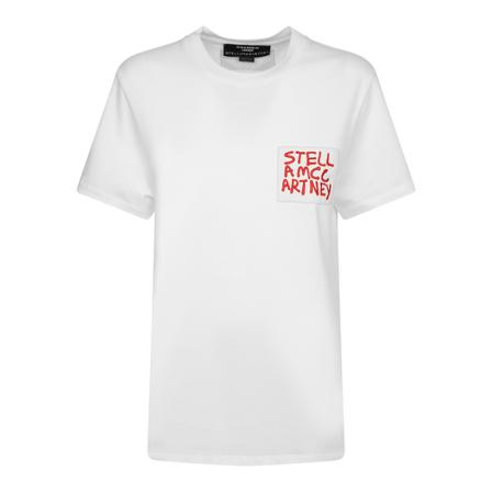 Stella McCartney T-Shirt Spray Logo , Wit , Dames , Maat: XS