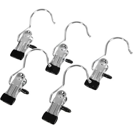 Paket med 50 Metallklädhängare, med Klämma och Hack, Roterande Krokar, Glidande Klämmor Plast CRI001-50