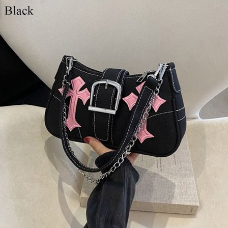 Skuldertaske Hasp Håndtasker SORT