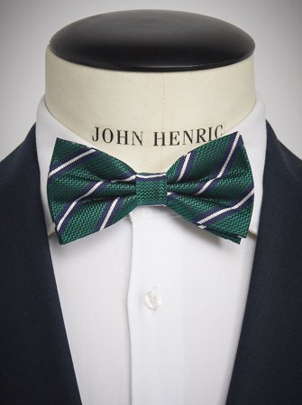 John Henric Men's Grün Gestreifte Fliege Size Pre-tied