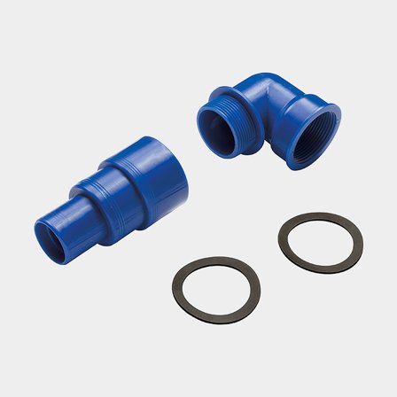 Fuel tank fittings CAN-SB, straight & 90°, 1 1/2" G (BSP), Ø38 / 50 mm / 60 mm, plastic, blue