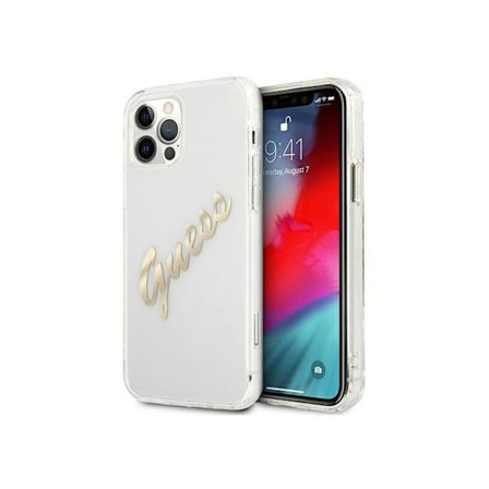 Guess-fodral för iPhone 12 12 Pro 6.1 Hårt skal med transparent finish i guld