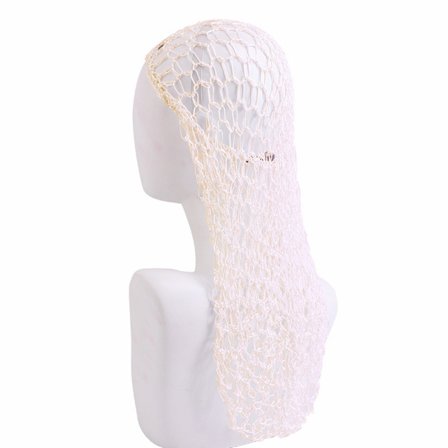 Handvirkat skyddsnät för långt hår (beige)