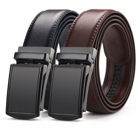 ING 2-delat herrskärpsset, justerbara skärp, herrskärp med automatiskt spänne, midja 120 cm, automatiskt spänne, present till män, inga hål, svart och