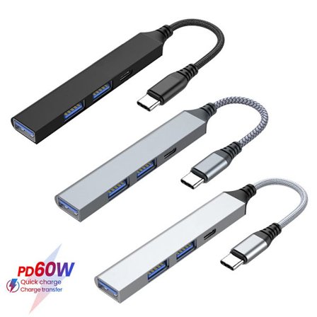 4 Portar Type-C HUB USB 3.0 Expander Splitter PD 60W