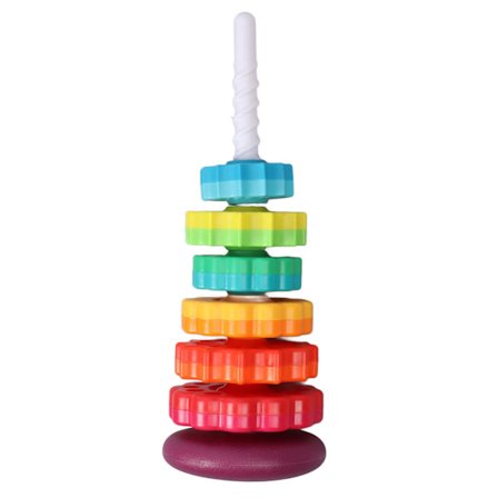 Fargerik pedagogisk spinneleke i plast, hjulspinning og stabling for spedbarn og småbarn