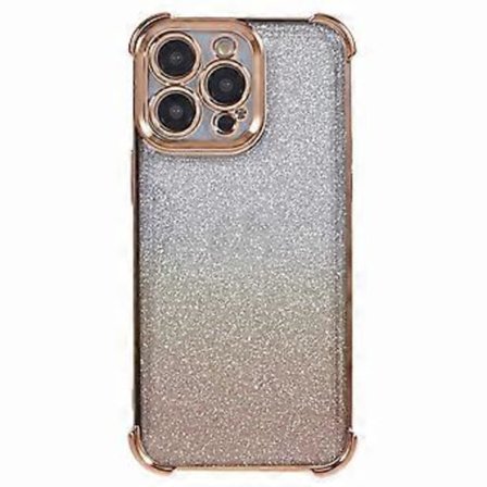 Til iPhone 15 Pro Max Cover TPU Glitter Gradient Telefon Cover med Elektropletteret Ramme (Style F)