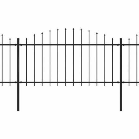 Vidaxl Trädgårdsstaket Med Spjuttopp Stål (1,25-1,5)x15,3 M Svar Svart