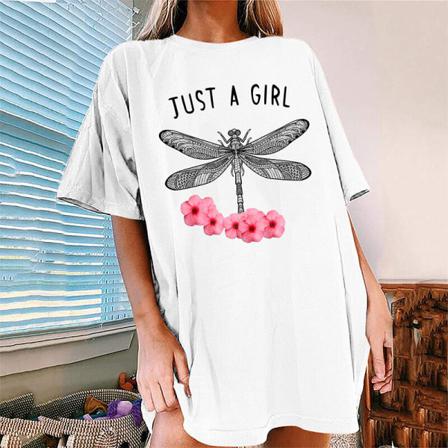 Dam Kortärmad Tunika Blus Butterfly Print Sommar