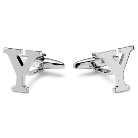 Silver-tone Initial Y Cufflinks for Men