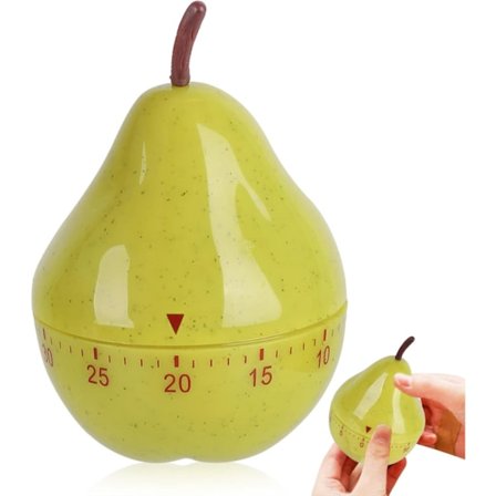 60-minutters mekanisk pæreformet køkkenur, manuel nedtællingsur med høj alarm, sødt frugtinspireret ur til madlavning