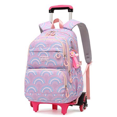 Aftagelig skoletaske med knop, skoletaske med hjul til piger