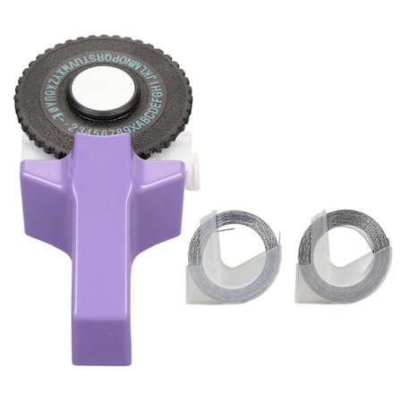 Pregeetikettmaskin Mini Bærbar Ergonomisk Håndholdt Manuell Etikettskriver med Tape for DIY Scrapbooking Lilla