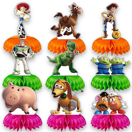 Hunajakennokoriste Toy Story -teemajuhliin, syntymäpäiväjuhlien koristelu