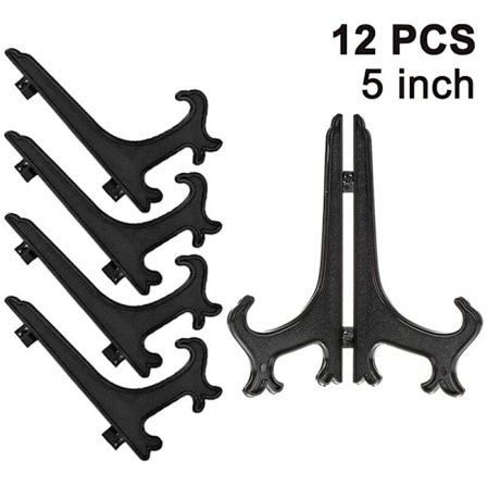 12 ställ i plast för tallrikar, vikbara displayställ för tallrikar, skålar, DVD-skivor, blå, 5"