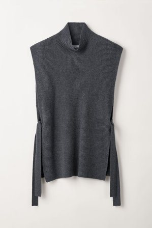 Soft Goat - Side Tie High Neck - One Size - Dark Grey