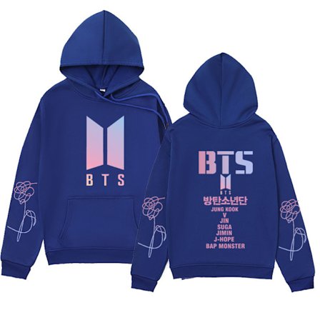 BTS Unisex Hoodie Casual Hoodie Cosplay Jakke Top W Blå XXXL