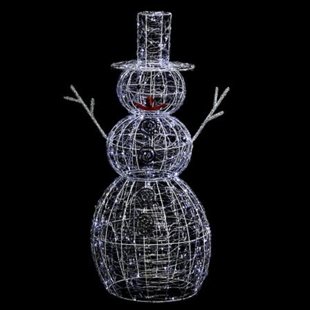 Akryl 3D snemandsform oplyst med 200 LED'er, 8 funktioner, høj 120 cm til udendørs brug