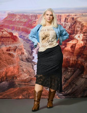 ONLY Carmakoma Carpayton Ss O-Neck Jeans Tee Jrs - Cream - 50-52