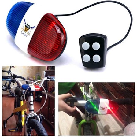 Cykel LED-ljus Cykel Cykel Elektriskt Horn 4 Ljud 6 LED Cykling Polis Siren Elljus Cykelutrustning Tillbehör