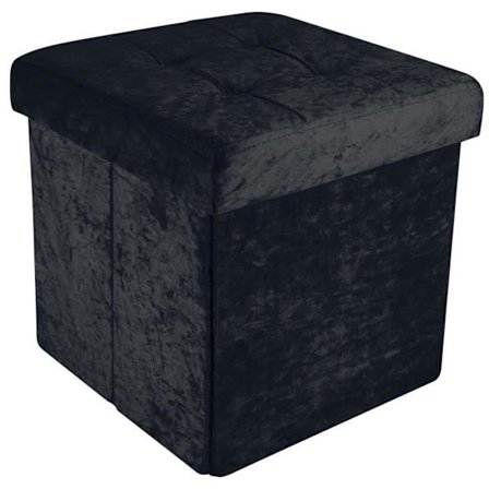 Intirilife hopfällbar ottoman 30x30x30 cm i Black Velvet – Dekorativ förvaringslåda med sammetsöverdrag Pall bröstsits