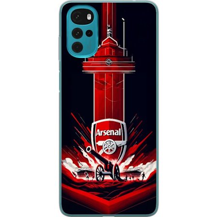 Kompatibelt Mobildeksel til Motorola Moto G22 Arsenal-emblem med kanon og stadionmotiv i kraftig rød og hvit sportsdesign