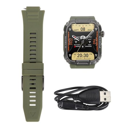 1,85 tum Sport Smartwatch Bluetooth 5.2 Musikspelande Pekskärm Smartwatch IP68 Vattentät Multifunktionell Klocka för Män Grön