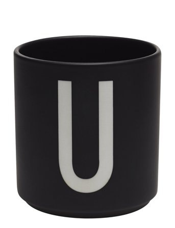 Design Letters Black Porcelain Cups A-Z - Black - 25 CL