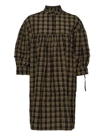 Vmjosefine3/4 Short Checked Dress Fx Green Vero Moda