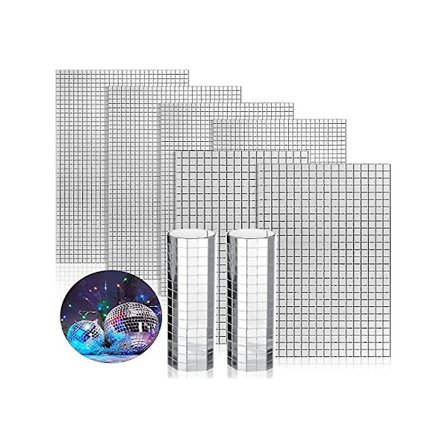 8100 st självhäftande spegelmosaikplattor 5 x 5 mm och 10 x 10 mm för DIY-discokula hantverk