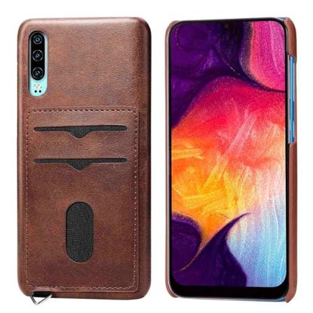 Huawei P30 - Käytännöllinen kansi korttilokerolla (LEMAN) Mörkbrun