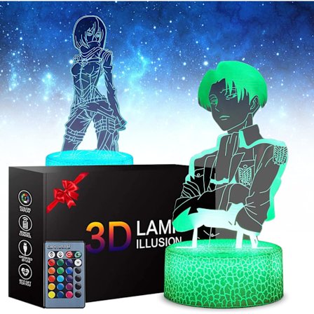 Attack on Titan 3D Animelampa Natt Levi Ackerman Illusion Nattfigur från Attack On Titan Japansk Anime Led Sensorlampor