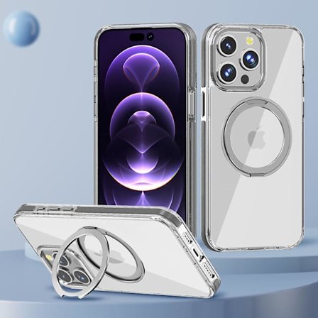 Magnetic Clear Case Kompatibel Iphone 15 Pro Max Med Magsafe Stand Ring Hållare Stötsäker För Iphone 15 Pro Max Case