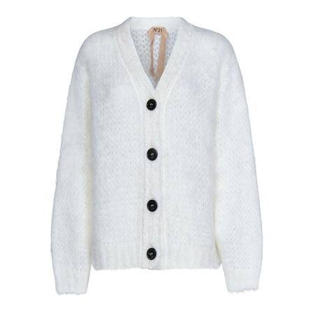 N21 Women& Clothing Strik White Aw22 Hvid, Dame Cardigans, Størrelse: S