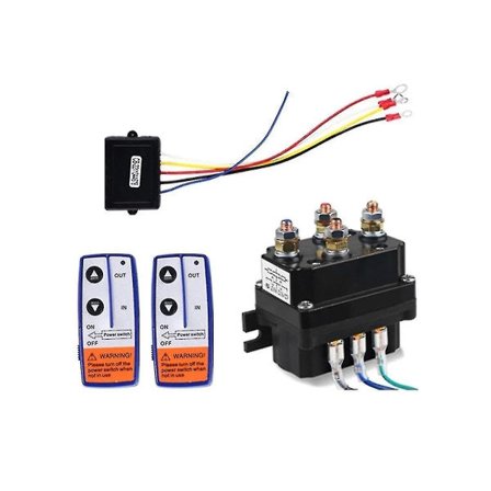 12V 250A Spil Fjernbetjening Kontaktor Spilstyring Solenoid Relæ Twin Fjernbetjeningssæt Bil Motorcykel Offroad