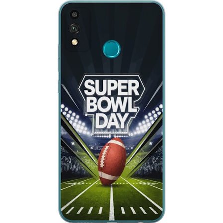 Kompatibelt Mobildeksel til Honor 9X Lite Super Bowl Day plakat med amerikansk fotball på opplyst arena i dramatisk sportsdesign