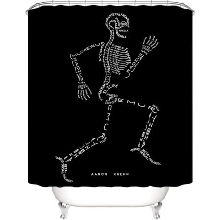 Duschdraperi med Skalle Slogan Abstrakt Svart och Vit Sekretess (180*200cm), Tryckt Duschdraperi är Lätt att Ta Bort
