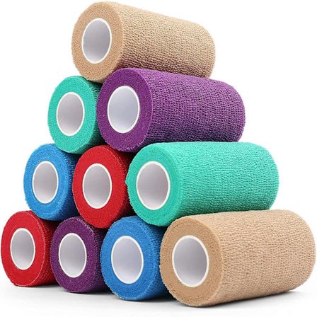 10 stk. selvklæbende bandageindpakning i assorterede farver, selvklæbende indpakninger, førstehjælpstape til mennesker, dyr, albue-, ankel-