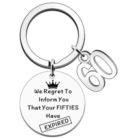 60-årsdag Nyckelring, Rolig 60-årsdag Nyckelring Gåvor för Kvinnor Män för Honom Henne Som Ett Skämt Firande Vi Beklagar Att Informera Dig Om Att Dina