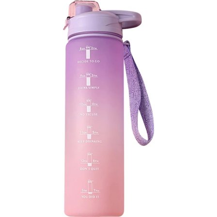 Motiverende vannflaske med tidsmarkør, gratis gjenbrukbar vannflaske med påminnelse om væskebalanse for treningsstudio, fitness, trening, reiser, (1)