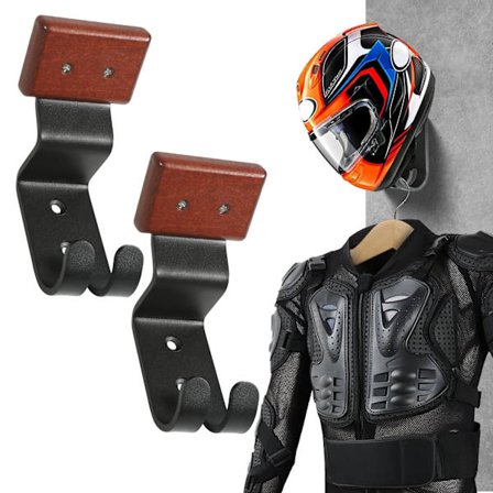 motofans Motorcykelhjelmholder Hylde med Krog til Ophængning af Motorcykelhjelm og Motorcykeljakke