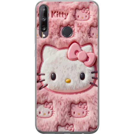 Kompatibel Mobilcover til Huawei P40 lite E Hello Kitty lyserød fluffy baggrund med ikonisk ansigt og kawaii-æstetik