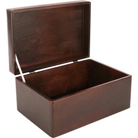 Brun träförvaringslåda - 30 x 20 x 14 cm - med lock - Box Crate Trunk Coff