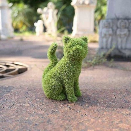 Kattstaty Dekorativ Topiary Flockskulpturer Trädgård Gård Gräsmatta Utomhusdekor (FMY)