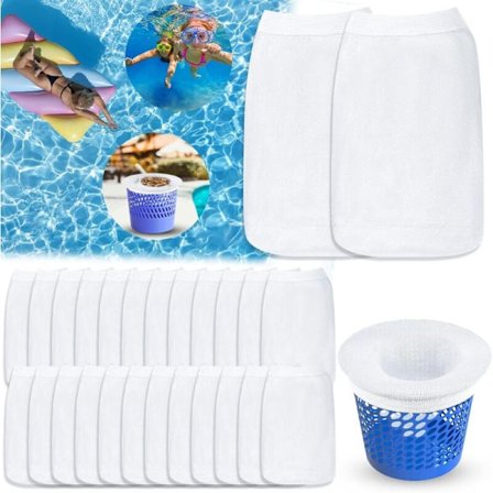 Pakke med 30 Pool Skimmer Sokker, Pool Filter Sokker, Genanvendelige og Super Pre-Filter Skimmer Sokker Elastiske, til swimmingpool kurv